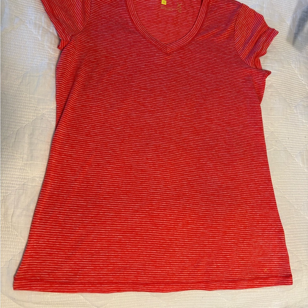 Xersion Red and White Striped Short Sleeve Tee